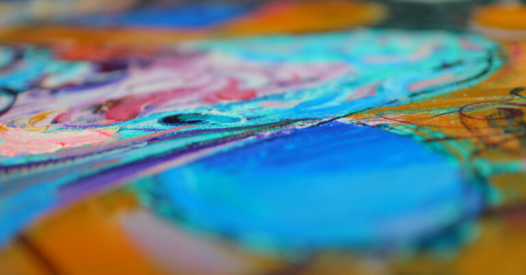 Contemporary Art Exhibit image of paint on canvas out of focus