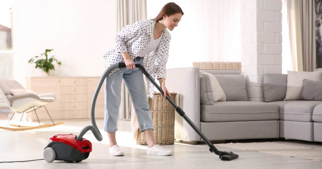 woman vacuuming