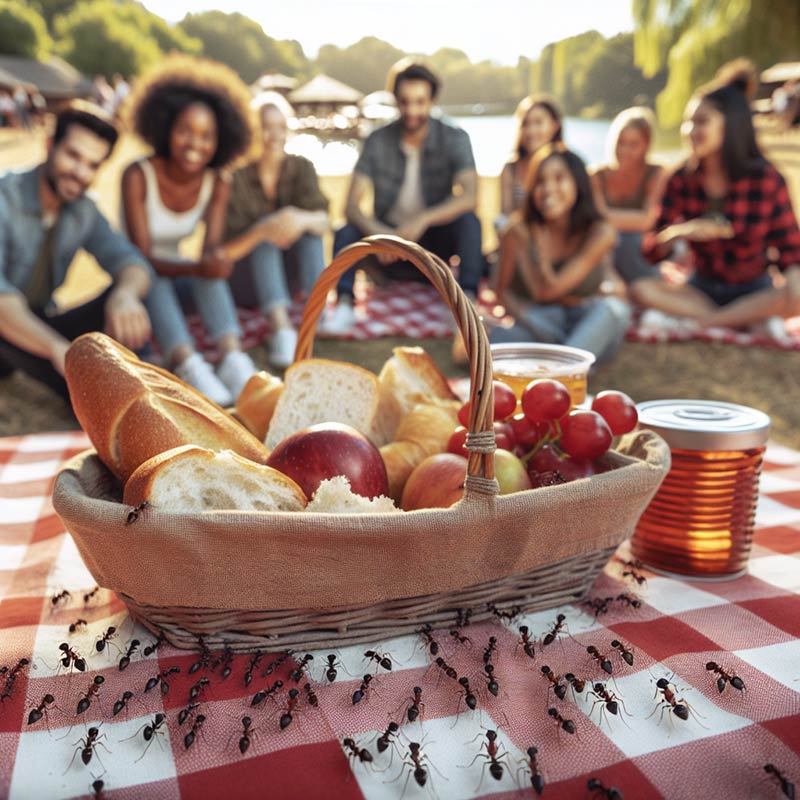 ants getting to basket at picnic