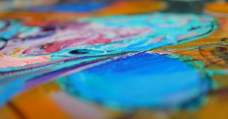 Contemporary Art Exhibit image of paint on canvas out of focus