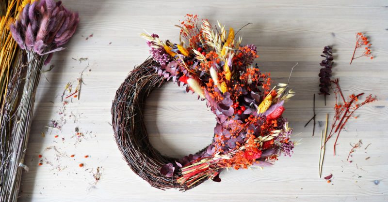 Homemade Wreath with Fall colors