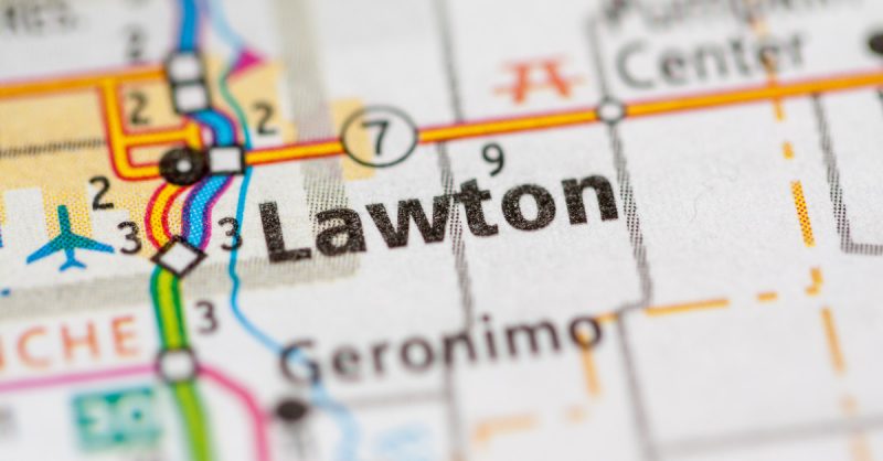 Map showing Lawton, OK in large letters.