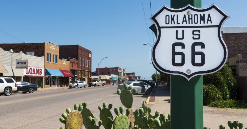 Old small town in Oklahoma along the historic Route 66